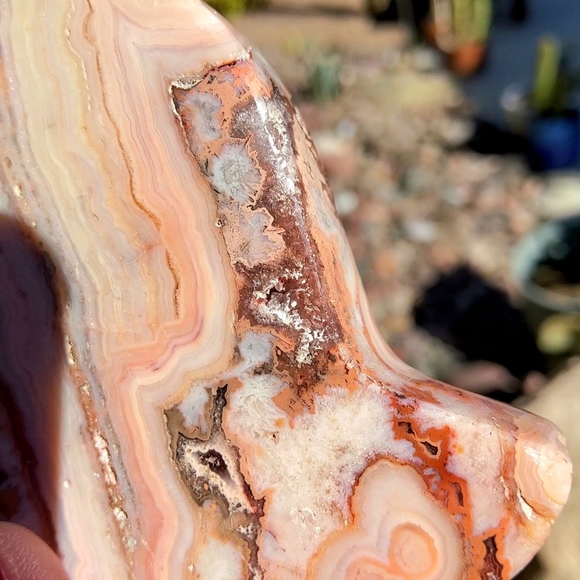 Mexican Crazy Lace Hamsa Carving with Sparkling Druzy - Picture 9 of 17